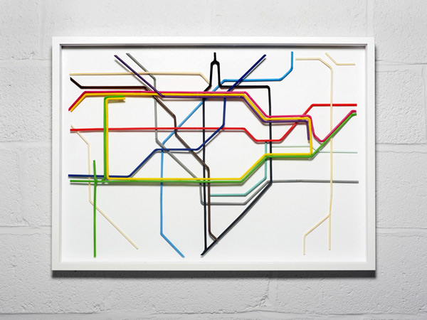 Drinking straw Tube Map by Kyle Bean